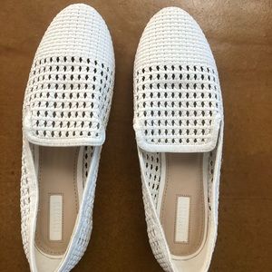 White woven loafers